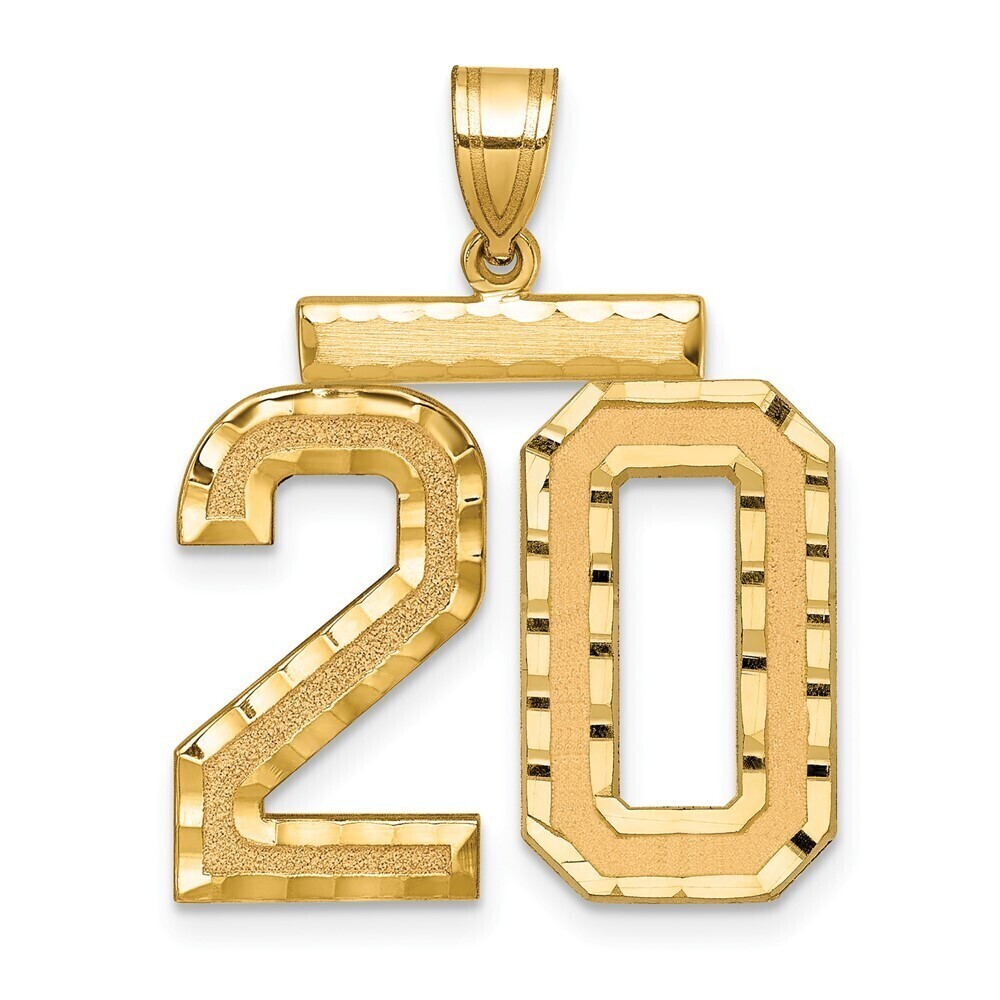 Kazi Luxury 14k Large Brushed Diamond-cut Number 20 Charm
